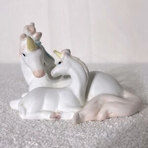 Vintage Enesco 1897 Porcelain Unicorn Mother And Baby Figurine